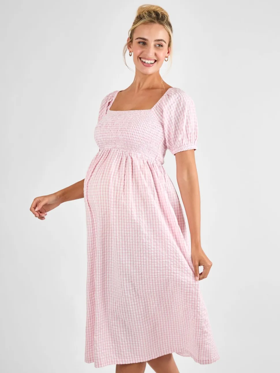 Rose clair - Robe mi-longue JoJo Maman bébé Imprimé froncée à petites fleurs