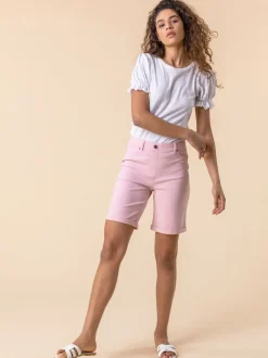 Rose clair - Short Roman extensible à revers