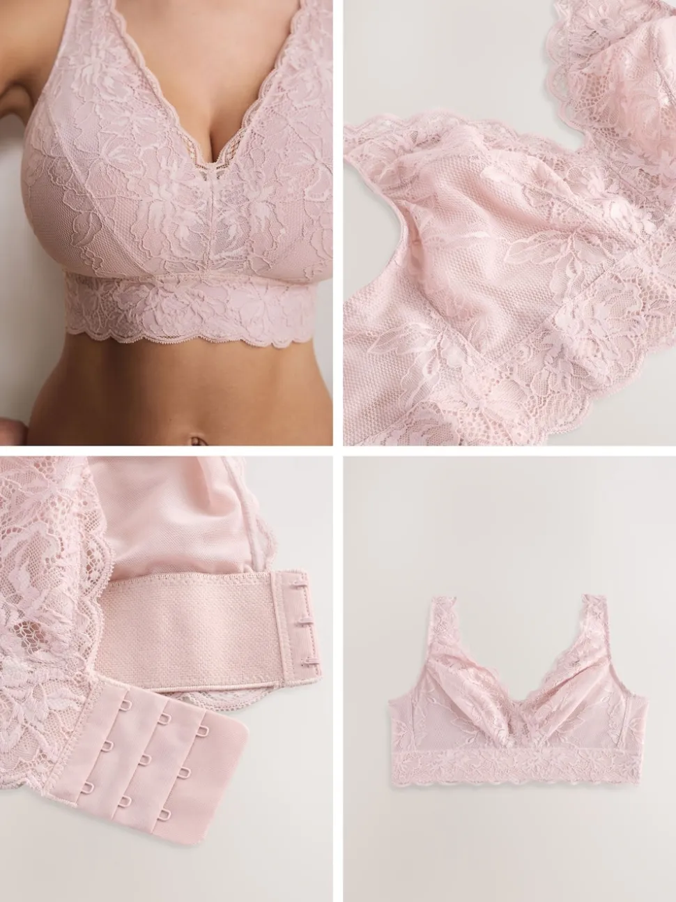 Rose clair - Soutien-gorge en dentelle maintien total