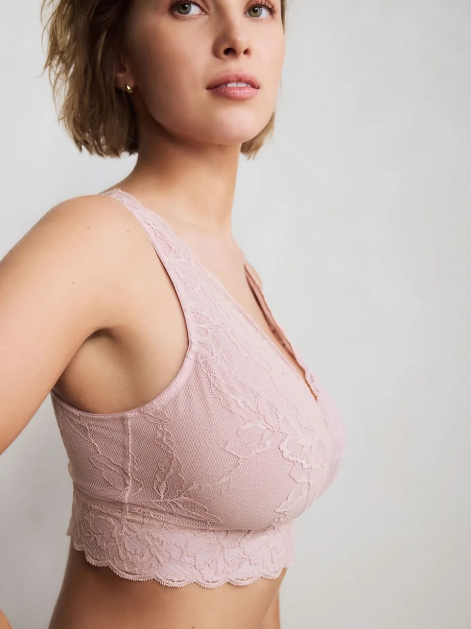 Rose clair - Soutien-gorge en dentelle maintien total