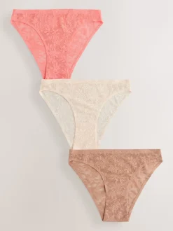 Rose corail - Dentelle sur l’ensemble Pas de VPL Slips 3 Lot