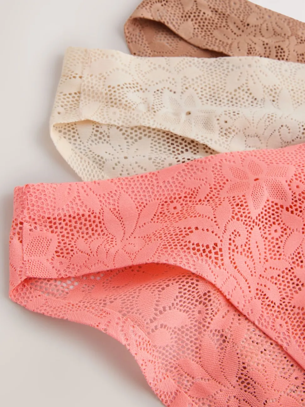 Rose corail - Dentelle sur l’ensemble Pas de VPL Slips 3 Lot