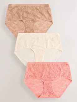 Rose corail - Dentelle sur l’ensemble Pas de VPL Slips 3 Lot