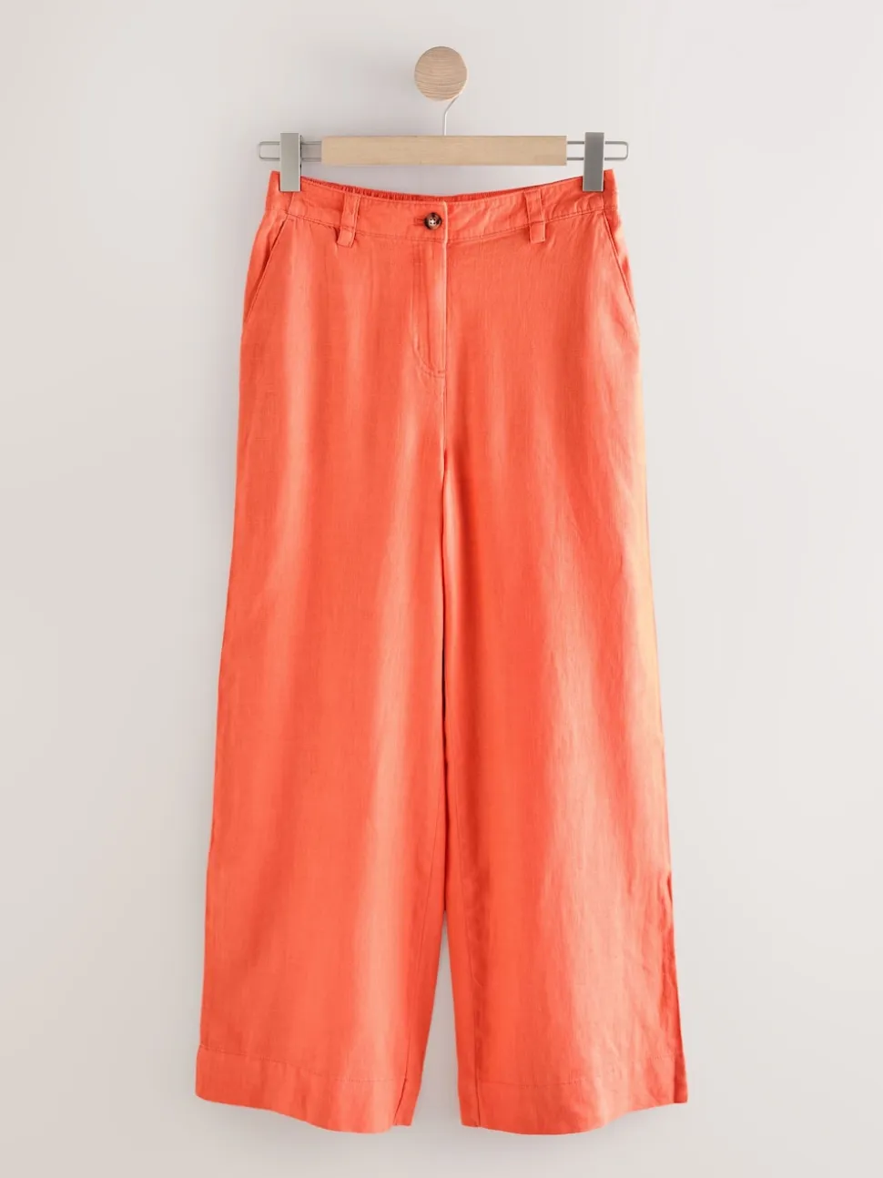 Rose corail - Pantalons intelligents à jambe large en lin Blend