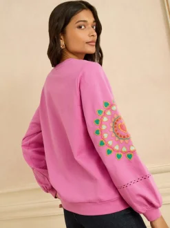 Rose Cœur Ric Rac - Love & Roses Sweat brodé