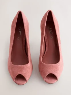 Rose en daim rose - Chaussures à talons Bout ouvert en cuir haut de gamme