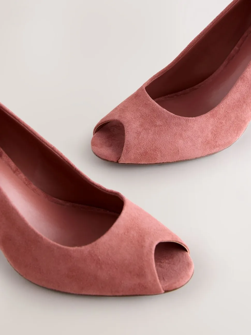 Rose en daim rose - Chaussures à talons Bout ouvert en cuir haut de gamme