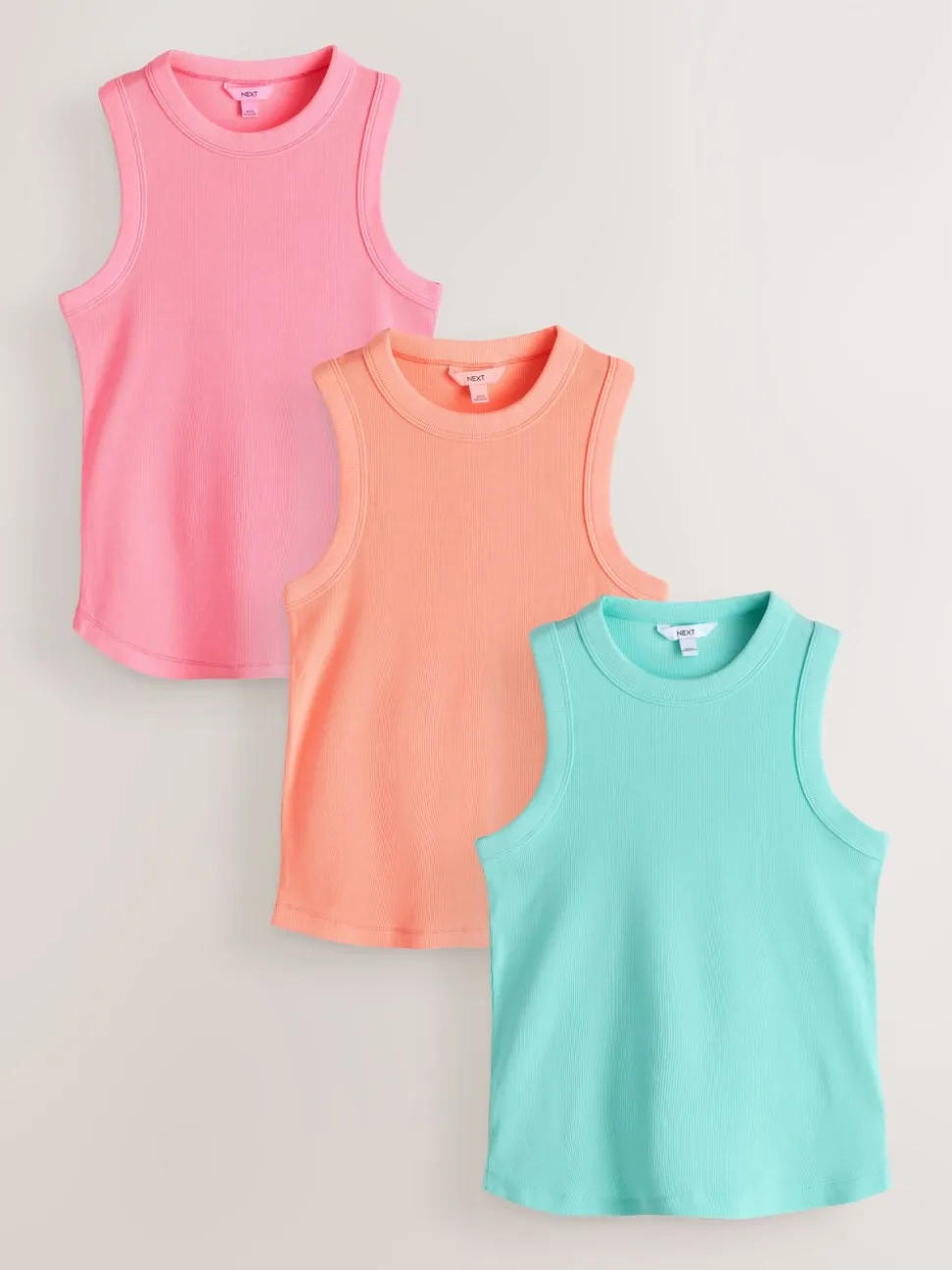 Rose Fluo/Bleu/Orange - Débardeur côtelé Racer