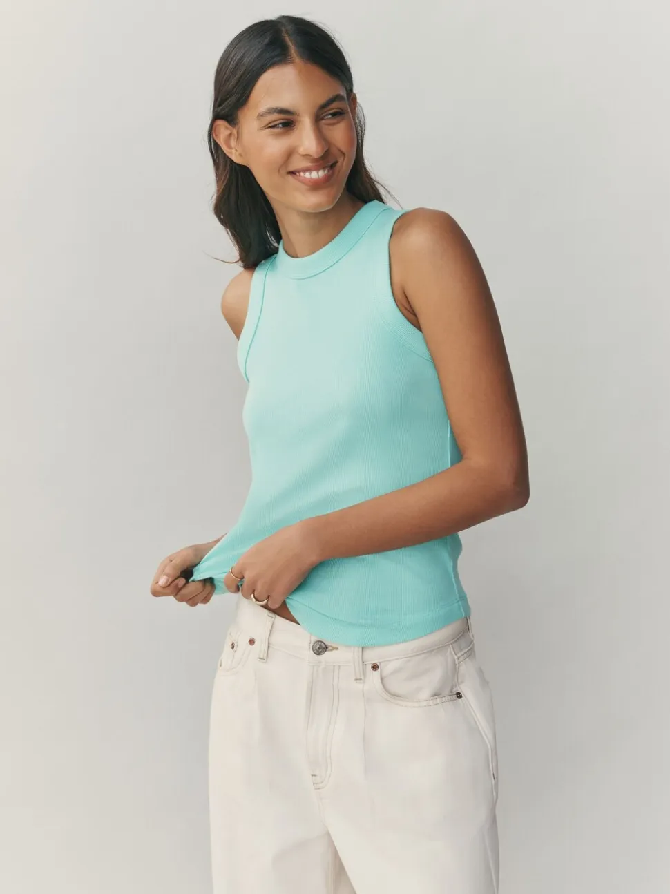 Rose Fluo/Bleu/Orange - Débardeur côtelé Racer