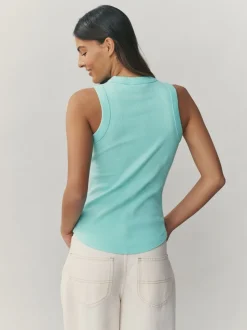 Rose Fluo/Bleu/Orange - Débardeur côtelé Racer