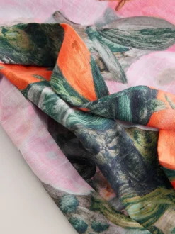 Rose imprimé scène Benjamin Maclegor - Robe de chambre en satin