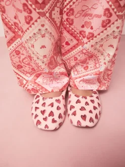 Rose motif cœurs - Chaussons de ballet