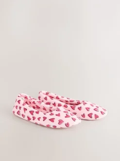 Rose motif cœurs - Chaussons de ballet