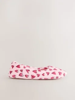 Rose motif cœurs - Chaussons de ballet