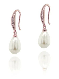 Rose Or - Ivoire & Co Boucles d’oreilles pendantes en cristal et perles Salford