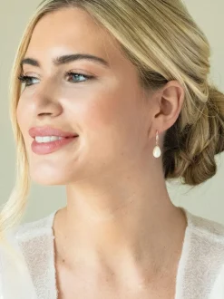 Rose Or - Ivoire & Co Boucles d’oreilles pendantes en cristal et perles Salford