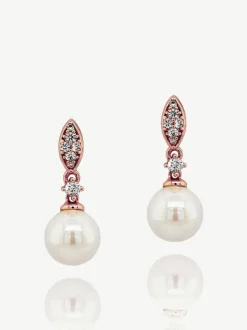 Rose Or - Ivory & Co boucle d’oreille Dublin en forme de cristaux et perles