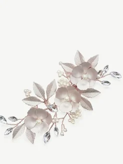 Rose Or - Ivory & Co Pince à fleurs émaillées et cristaux de gardénia