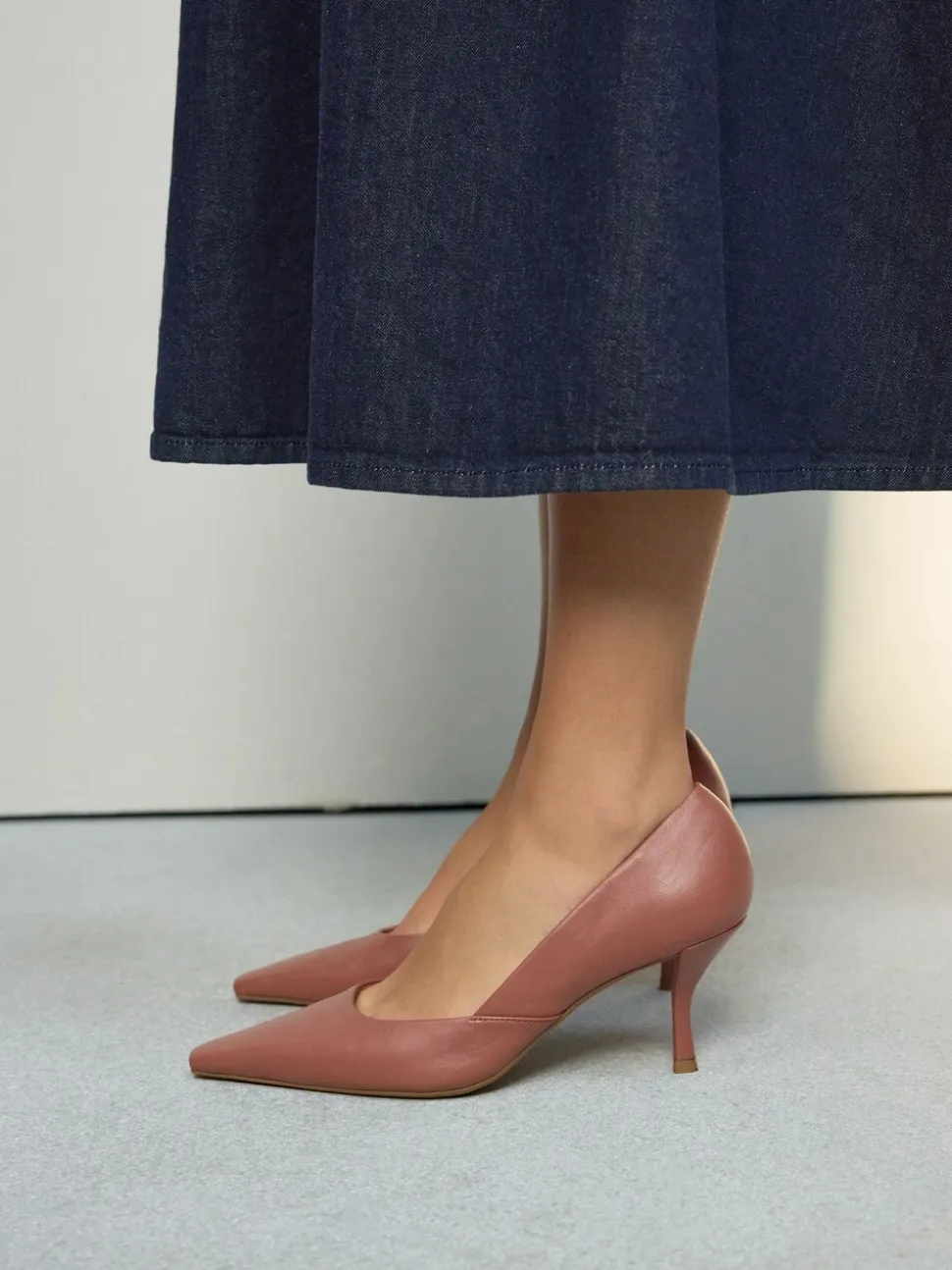 Rose rose - Escarpins Forever Comfort® en cuir à talons et bout pointu