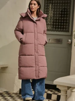 Rose rose - Manteau long rembourré imperméable