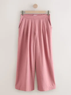 Rose rose - Pantalon large avec lin