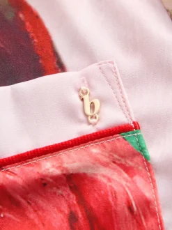 Rose Rouge Fleuri  - Pyjama boutonné B by Ted Baker en satin