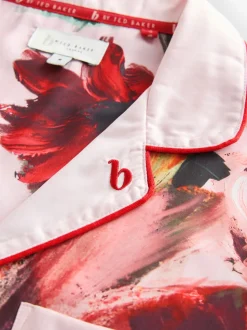 Rose Rouge Fleuri  - Pyjama boutonné B by Ted Baker en satin