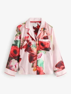 Rose Rouge Fleuri  - Pyjama boutonné B by Ted Baker en satin
