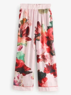 Rose Rouge Fleuri  - Pyjama boutonné B by Ted Baker en satin