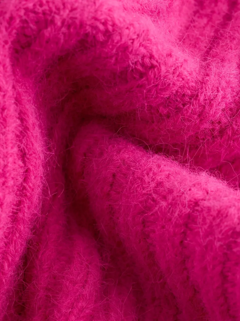 Rose vif - Pull côtelé épais Blend à col rond