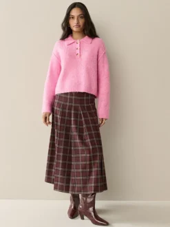 Rose vif - Pull polo à manches longues Boucle
