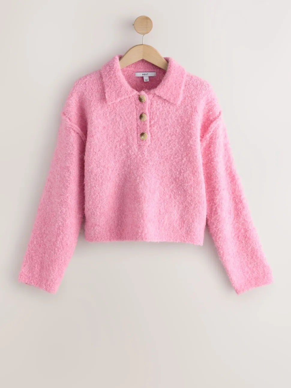 Rose vif - Pull polo à manches longues Boucle