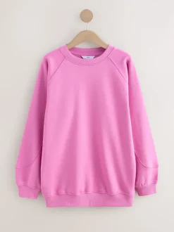 Rose vif - Sweat-shirt épais décontracté à Col rond