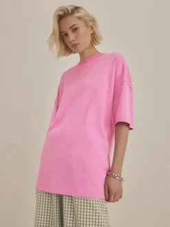 Rose vif - T-shirt long épais décontracté