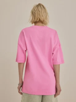Rose vif - T-shirt long épais décontracté