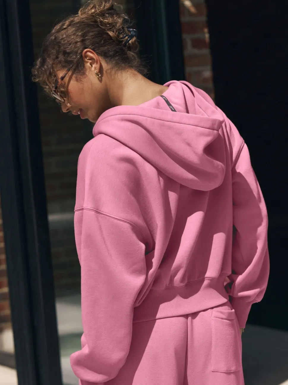 Rose vif - Veste zippée à capuche