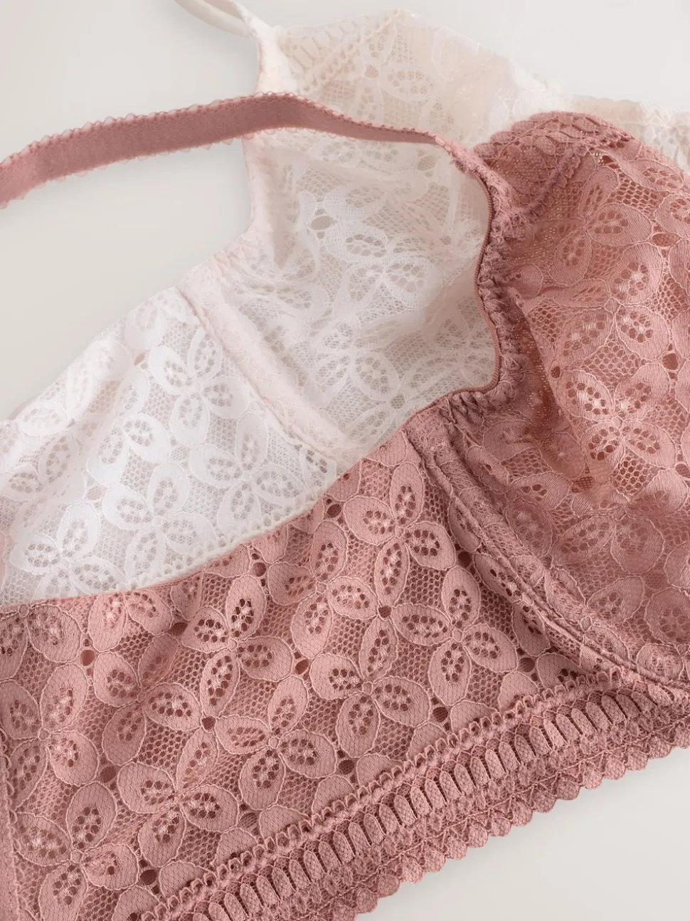 Rose/blanc - Lot de 2 soutiens-gorge DD+ en dentelle non rembourrés bonnets complets