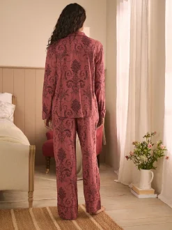 Rose/Bourgogne - Pyjama Laura Ashley Josette boutonné