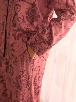 Rose/Bourgogne - Pyjama Laura Ashley Josette boutonné