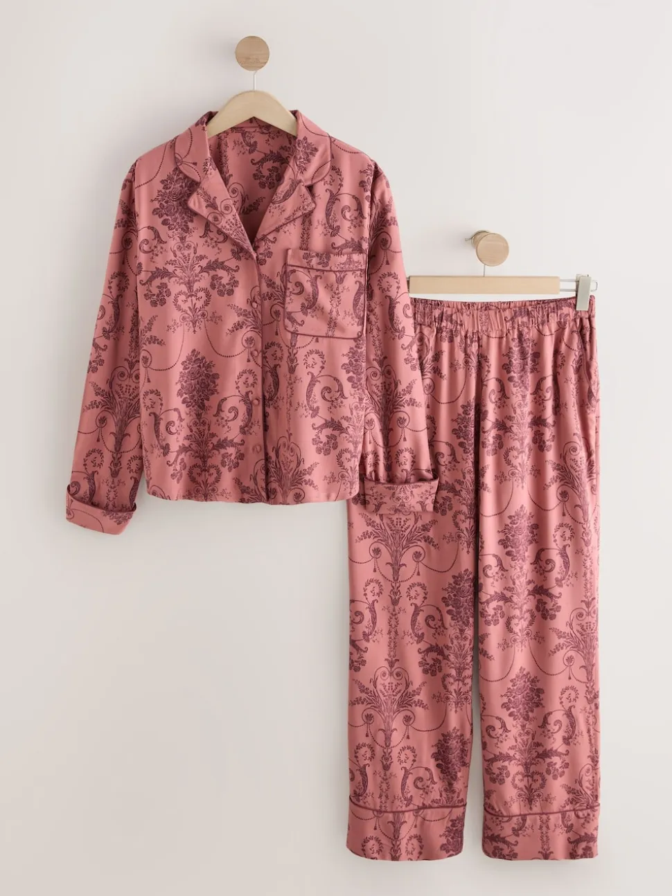 Rose/Bourgogne - Pyjama Laura Ashley Josette boutonné
