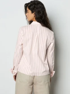 Rose/marron - Chemise extensible ajustée Essential à manches longues