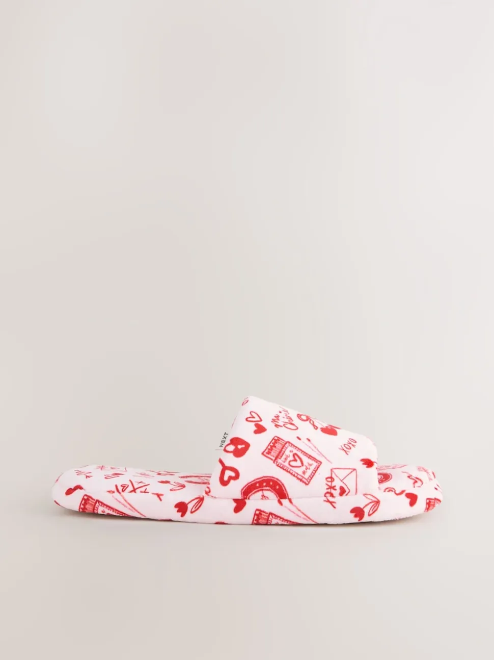 Rose/rouge - Chaussons Curseur en peluche cœur