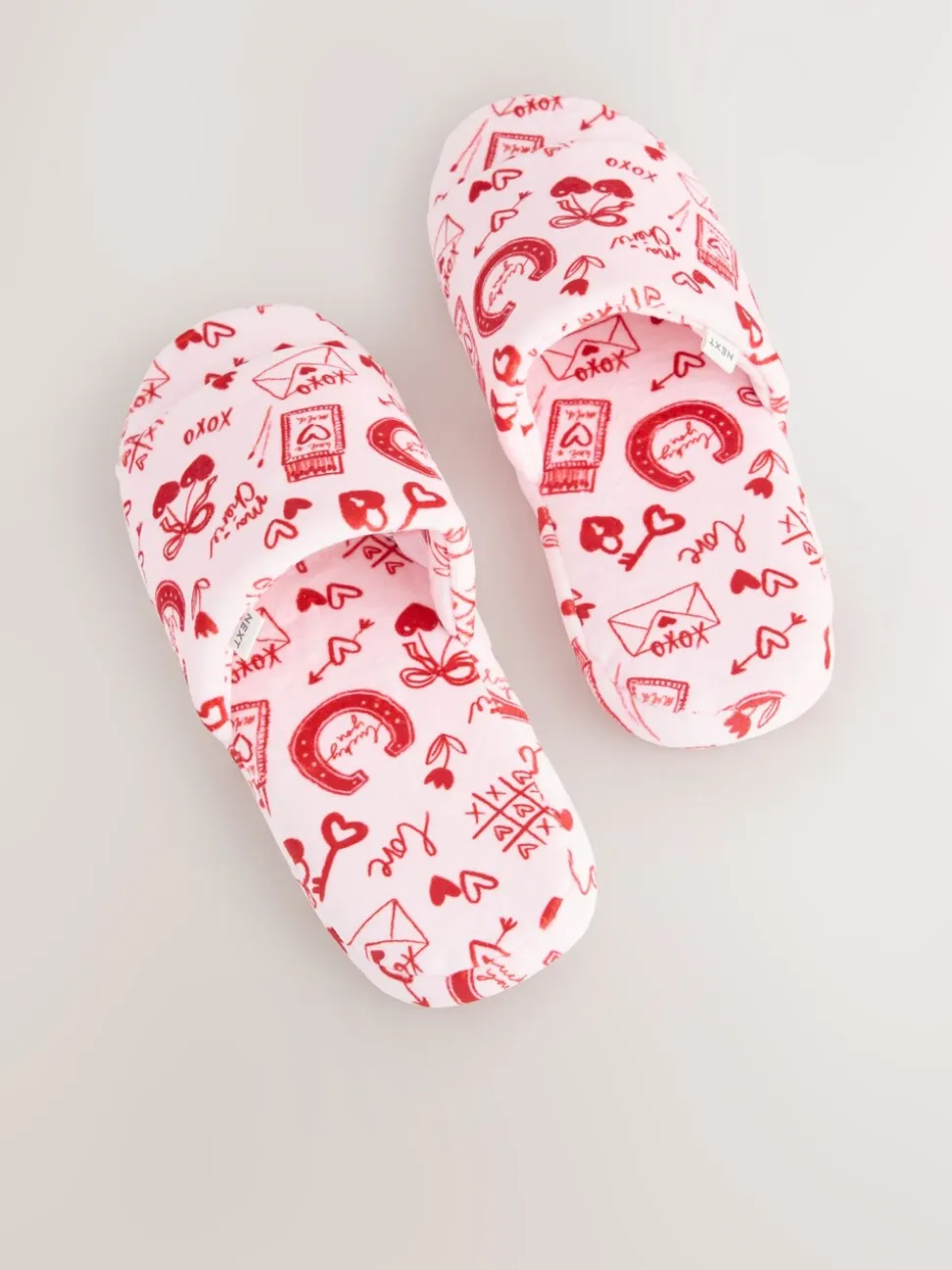Rose/rouge - Chaussons Curseur en peluche cœur