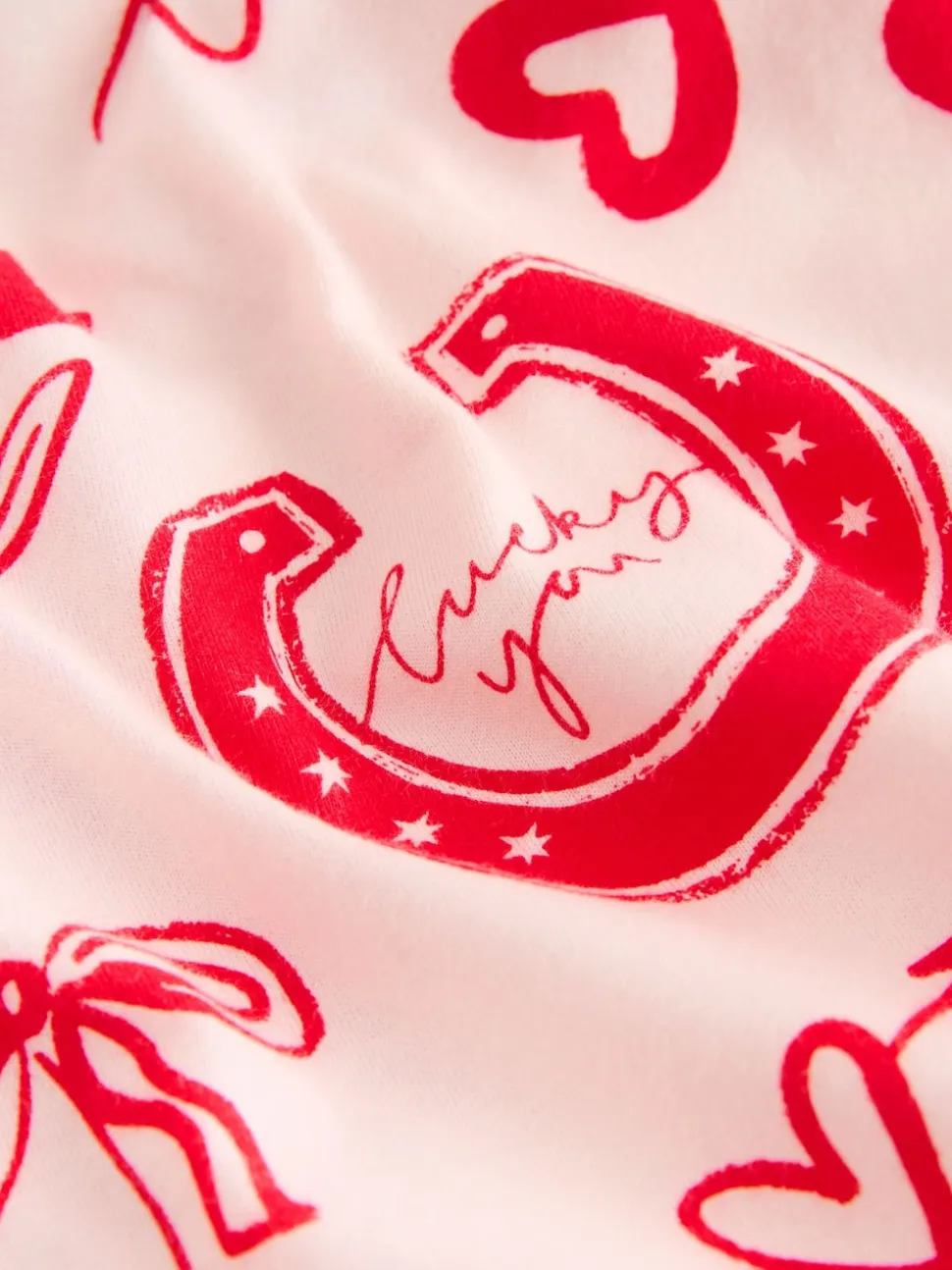 Rose/rouge motif cœurs - Chemise de nuit