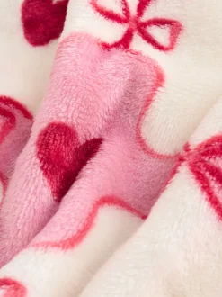 Rose/rouge motif cœurs - Peignoir ultra-doux
