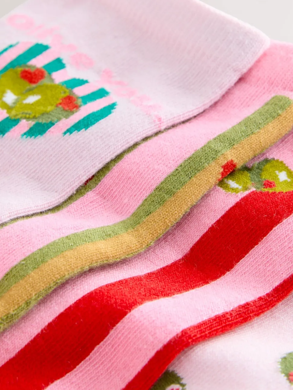 Rose/vert 'Olive You' - Paquet de chaussettes de cheville 4