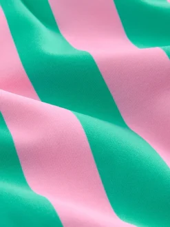 Rose/vert rayé - Maillot de bain à encolure dégagée gainant avec ornements perlés