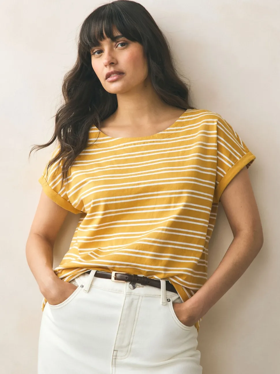 Rose/vert/blanc/jaune rayé/imprimé palmier - Lot de 5 T-shirts à mancherons