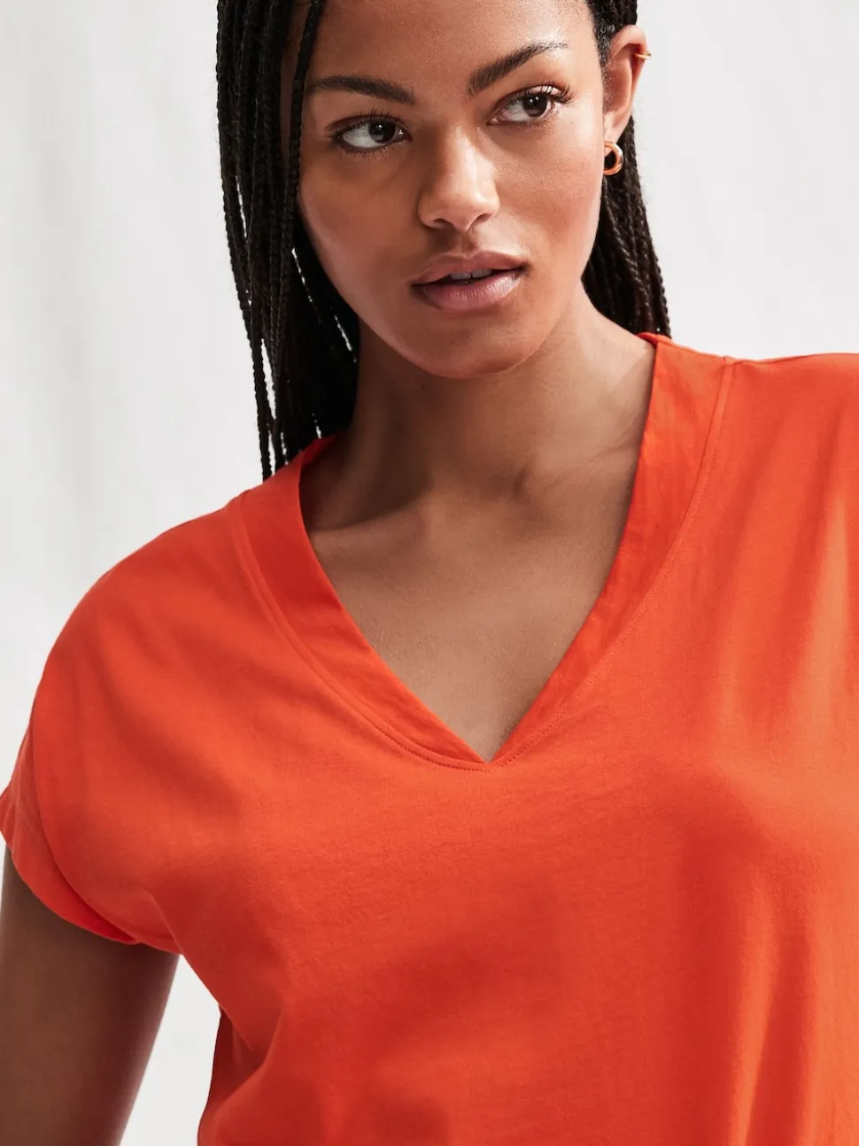 Rouge - 100% coton Mancherons Col en V Mini robe