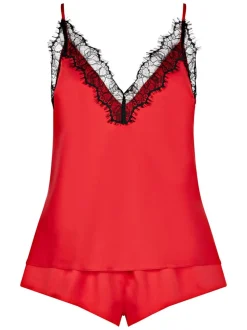 Rouge - Ann Summers Ensemble pyjama en dentelle Cerise et cami en satin